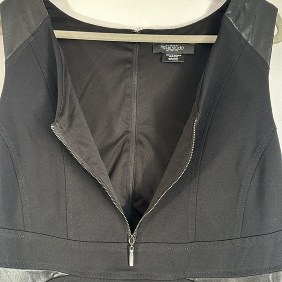 Michel Studio Black Dress with Faux Leather Detail - Picture 6 of 10